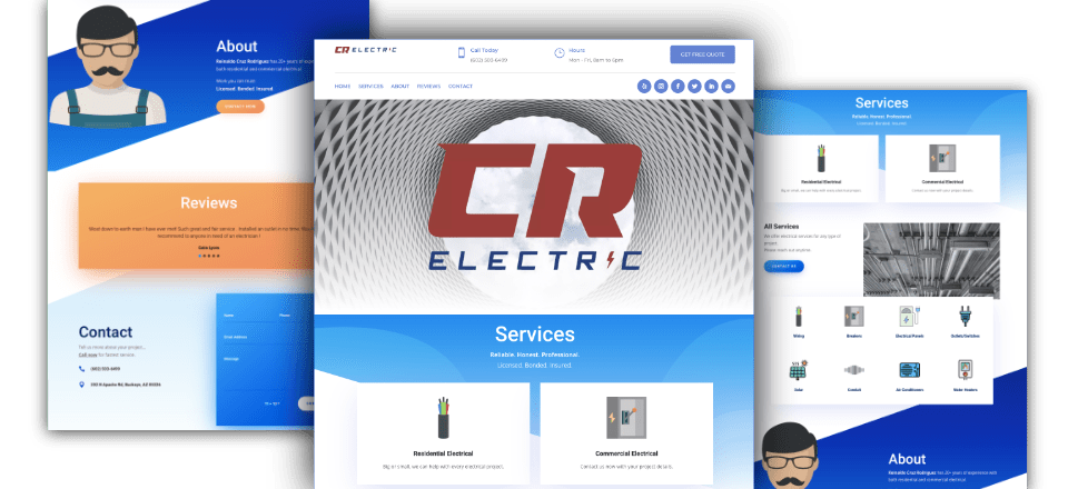 Web Design portfolio image of CR Electric