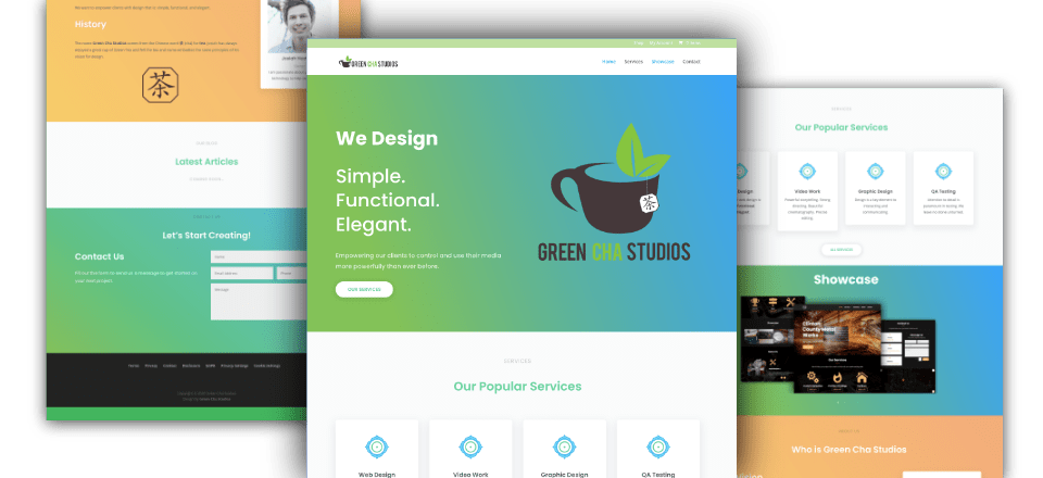 Web Design portfolio image of Green Cha Studios old