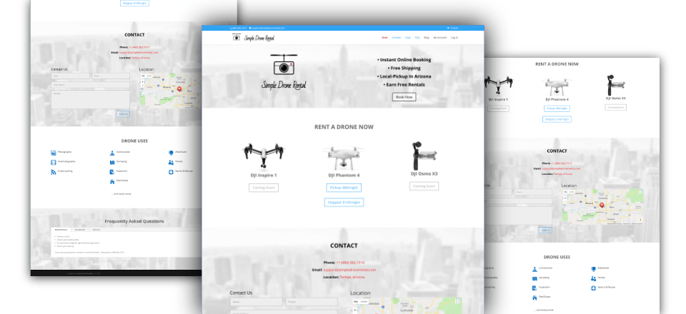 Web Design portfolio image of Simple Drone Rental